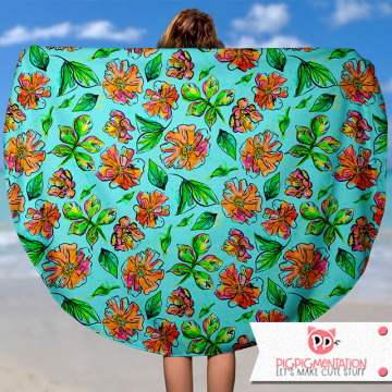 Watercolor Florals Beach Blanket Mock Up